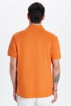 Erkek Slim Fit Dar Kesim %100 Pamuk Turuncu Polo Yaka Tişört