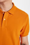 Erkek Slim Fit Dar Kesim %100 Pamuk Turuncu Polo Yaka Tişört