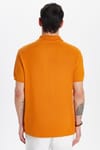 Erkek Slim Fit Dar Kesim %100 Pamuk Turuncu Polo Yaka Tişört