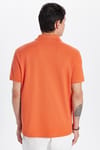 Erkek Slim Fit Dar Kesim %100 Pamuk Turuncu Polo Yaka Tişört