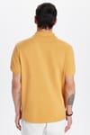 Erkek Slim Fit Dar Kesim %100 Pamuklu Hardal Renk Polo Yaka Tişört