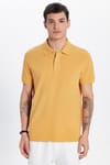 Erkek Slim Fit Dar Kesim %100 Pamuklu Hardal Renk Polo Yaka Tişört