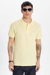 Erkek Slim Fit Dar Kesim %100 Pamuk Sarı Polo Yaka Tişört