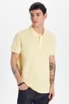 Erkek Slim Fit Dar Kesim %100 Pamuk Sarı Polo Yaka Tişört
