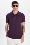 Erkek Slim Fit Dar Kesim %100 Pamuk Mürdüm Polo Yaka Tişört