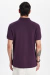 Erkek Slim Fit Dar Kesim %100 Pamuk Mürdüm Polo Yaka Tişört