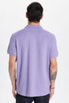 Erkek Slim Fit Dar Kesim %100 Pamuk Eflatun Polo Yaka Tişört
