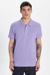 Erkek Slim Fit Dar Kesim %100 Pamuk Eflatun Polo Yaka Tişört