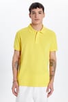 Erkek Slim Fit Dar Kesim %100 Pamuk Sarı Polo Yaka Tişört
