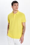 Erkek Slim Fit Dar Kesim %100 Pamuk Sarı Polo Yaka Tişört
