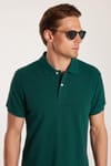 Erkek Slim Fit Dar Kesim %100 Pamuk Yeşil Polo Yaka Tişört