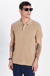 Erkek Slim Fit Dar Kesim %100 Pamuk Bej Polo Yaka Tişört
