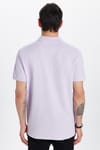 Erkek Slim Fit Dar Kesim %100 Pamuk Lila Polo Yaka Tişört