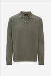 Erkek Standart Fit Rahat Kesim Pamuklu Yumuşak Dokulu Düz Pike Uzun Kollu Haki Polo Yaka Tişört