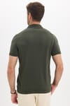 Erkek Slim Fit Dar Kesim %100 Pamuk Örme Triko Fermuarlı Haki Polo Yaka Tişört