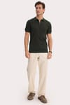 SLIM FIT KNITTED T-SHIRT POLO NECK HALF ZIPPER  TİŞÖRT