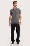 Erkek Slim Fit Dar Kesim %100 Pamuk Örme Triko Fermuarlı Füme Polo Yaka Tişört