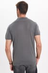 Erkek Slim Fit Dar Kesim %100 Pamuk Örme Triko Fermuarlı Füme Polo Yaka Tişört
