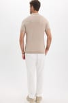 Erkek Slim Fit Dar Kesim %100 Pamuk Örme Triko Fermuarlı Füme Polo Yaka Tişört