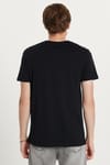 Erkek Slim Fit Dar Kesim %100 Pamuk Yumuşak Dokulu Baskılı Siyah Bisiklet Yaka Tişört