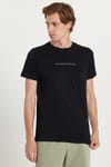 Erkek Slim Fit Dar Kesim %100 Pamuk Yumuşak Dokulu Baskılı Siyah Bisiklet Yaka Tişört