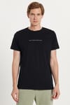 Erkek Slim Fit Dar Kesim %100 Pamuk Yumuşak Dokulu Baskılı Siyah Bisiklet Yaka Tişört