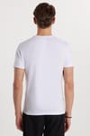 Erkek Slim Fit Dar Kesim %100 Pamuk Yumuşak Dokulu Baskılı Beyaz Bisiklet Yaka Tişört