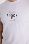 Erkek Slim Fit Dar Kesim %100 Pamuk Yumuşak Dokulu Baskılı Beyaz Bisiklet Yaka Tişört