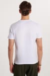 Erkek Slim Fit Dar Kesim %100 Pamuk Yumuşak Dokulu Baskılı Beyaz Bisiklet Yaka Tişört
