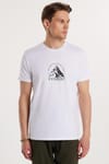 Erkek Slim Fit Dar Kesim %100 Pamuk Yumuşak Dokulu Baskılı Beyaz Bisiklet Yaka Tişört