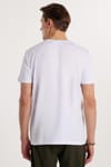 Erkek Slim Fit Dar Kesim %100 Pamuk Yumuşak Dokulu Baskılı Beyaz Bisiklet Yaka Tişört