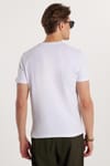 Erkek Slim Fit Dar Kesim %100 Pamuk Yumuşak Dokulu Baskılı Beyaz Bisiklet Yaka Tişört
