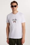 Erkek Slim Fit Dar Kesim %100 Pamuk Yumuşak Dokulu Baskılı Beyaz Bisiklet Yaka Tişört