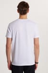 Erkek Slim Fit Dar Kesim %100 Pamuk Yumuşak Dokulu Baskılı Beyaz Bisiklet Yaka Tişört