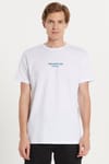 Erkek Slim Fit Dar Kesim %100 Pamuk Yumuşak Dokulu Baskılı Beyaz Bisiklet Yaka Tişört