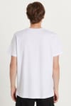 Erkek Slim Fit Dar Kesim %100 Pamuk Yumuşak Dokulu Baskılı Beyaz Bisiklet Yaka Tişört