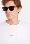 Erkek Slim Fit Dar Kesim %100 Pamuk Yumuşak Dokulu Baskılı Beyaz Bisiklet Yaka Tişört