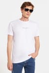 Erkek Slim Fit Dar Kesim %100 Pamuk Yumuşak Dokulu Baskılı Beyaz Bisiklet Yaka Tişört