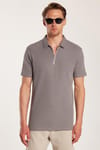 SLIM FIT  T-SHIRT HALF ZIPPER WAFFLE  TİŞÖRT