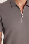SLIM FIT  T-SHIRT HALF ZIPPER WAFFLE  TİŞÖRT
