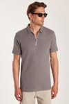 SLIM FIT  T-SHIRT HALF ZIPPER WAFFLE  TİŞÖRT