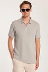 SLIM FIT  T-SHIRT HALF ZIPPER WAFFLE  TİŞÖRT