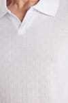 Erkek Slim Fit Dar Kesim Viskon Kumaş Desenli Düz Pike Düğmesiz Beyaz Polo Yaka Tişört