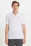 Erkek Slim Fit Dar Kesim Viskon Kumaş Desenli Düz Pike Düğmesiz Beyaz Polo Yaka Tişört
