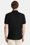 Erkek Slim Fit Dar Kesim Viskon Kumaş Desenli Düz Pike Düğmesiz Siyah Polo Yaka Tişört
