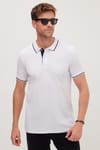 Erkek Slim Fit Dar Kesim %100 Pamuk Yumuşak Dokulu Serin Tutan Kumaş Düz Pike Beyaz Polo Yaka Tişört