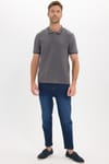 Erkek Slim Fit Dar Kesim %100 Pamuk Yumuşak Dokulu Serin Tutan Kumaş Düz Pike Füme Polo Yaka Tişört