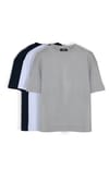THREE PIECES OVERSIZE SHORT SLV PLAIN CREW NECK T-SHIRT