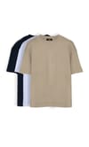THREE PIECES OVERSIZE SHORT SLV PLAIN CREW NECK T-SHIRT