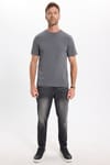 Unisex Regular Fit Rahat Kesim %100 Pamuk Bisiklet Yaka Füme Tişört